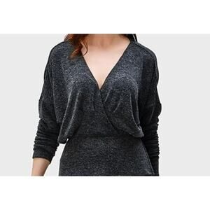 Dark gray Relaxed Fit Draped Shirt with Long Fitted Sleeves (Size S)